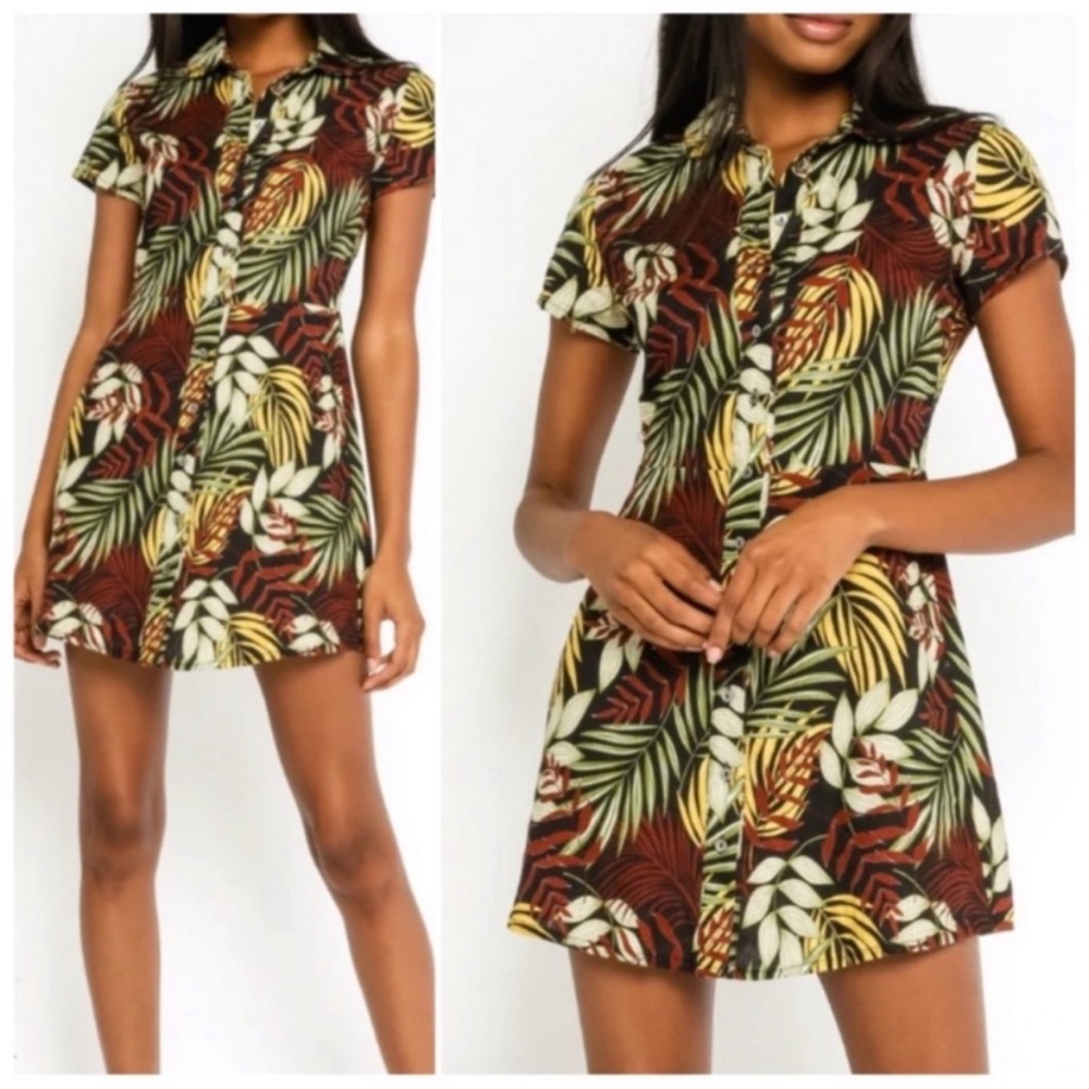 OLIVACEOUS LINEN TROPICAL FLORAL POLO SHIRT
MINI DRESS NEW Size: US S